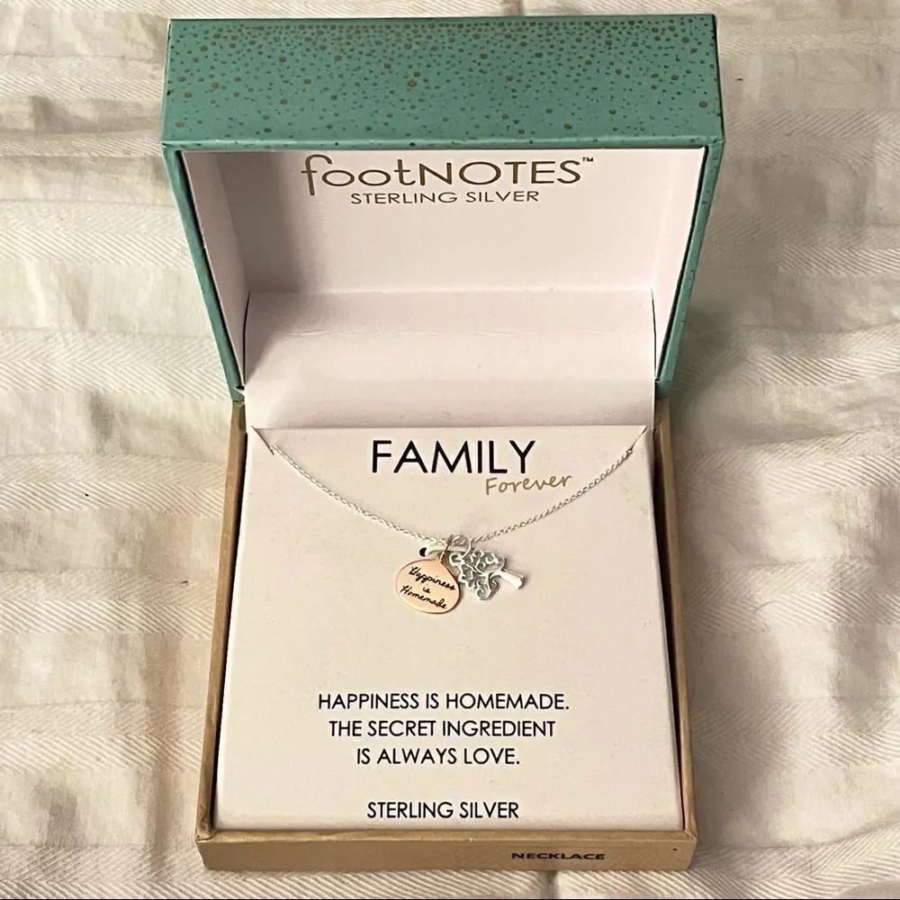 NWT Footnotes sterling Silver .925 Family forever happiness is homemade necklace